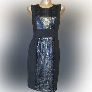Calvin Klein women’s dress 6 small sequin snakeskin grey business sleeveless